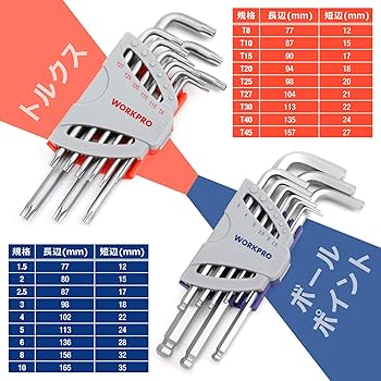 Amazon | WORKPRO 六角レンチセット 18本組 六角レンチ いじり